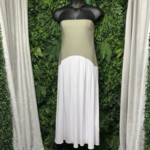 ATOIR Dress‎ Women 14 Green White Estelle Mixed Media Strapless 2065
